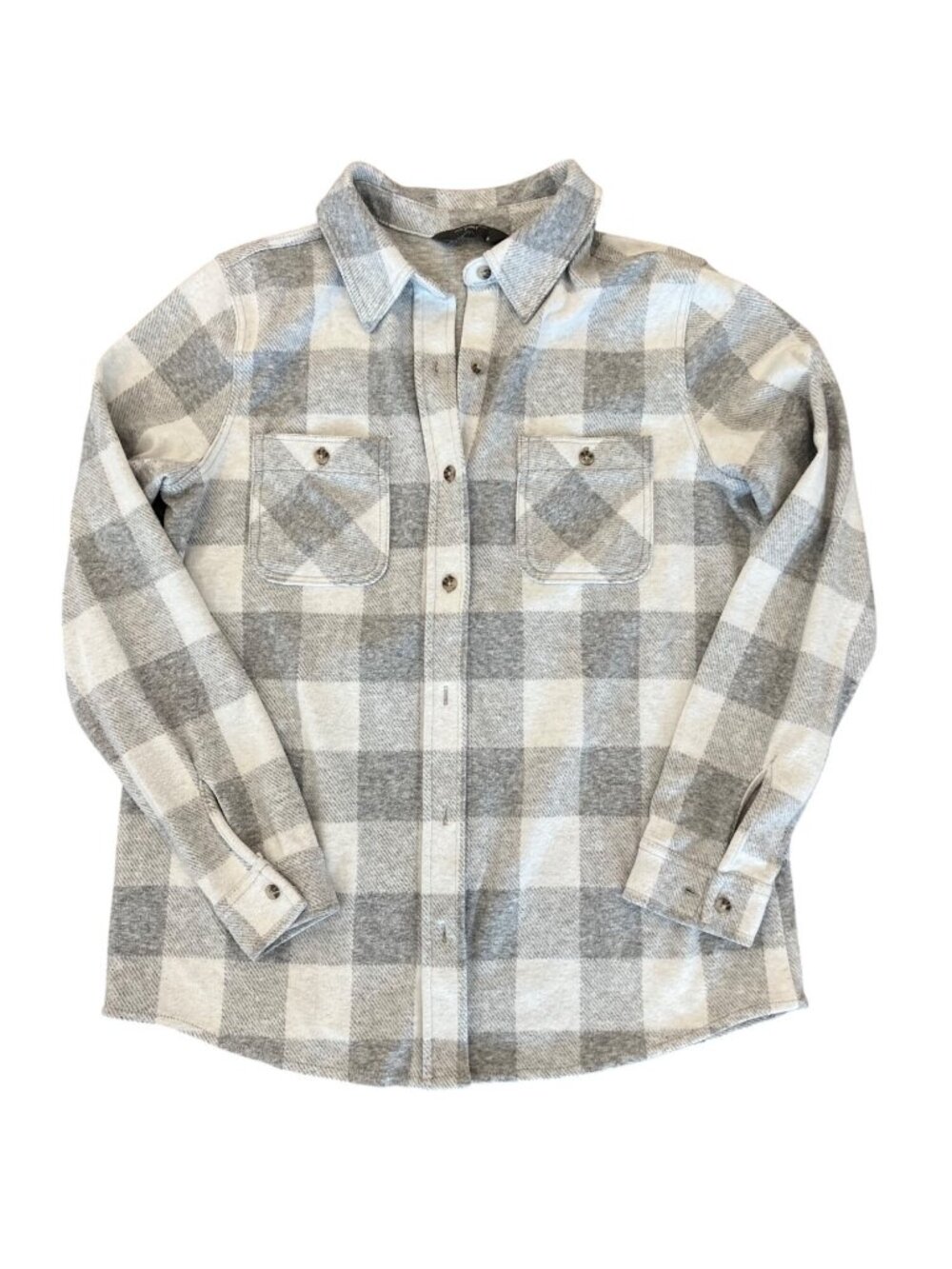 Member's Mark White Gray Shacket Plaid Button Down Shirt Women's Size S
